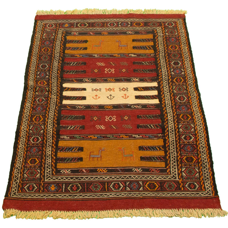 Bloomsbury Market Ahja Handmade Kilim Wool Dark Copper Dark Gold Rug
