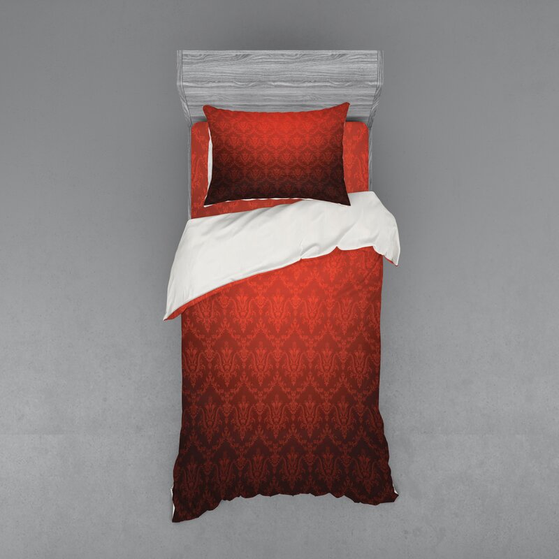 East Urban Home Dark Red Duvet Cover Set Wayfair