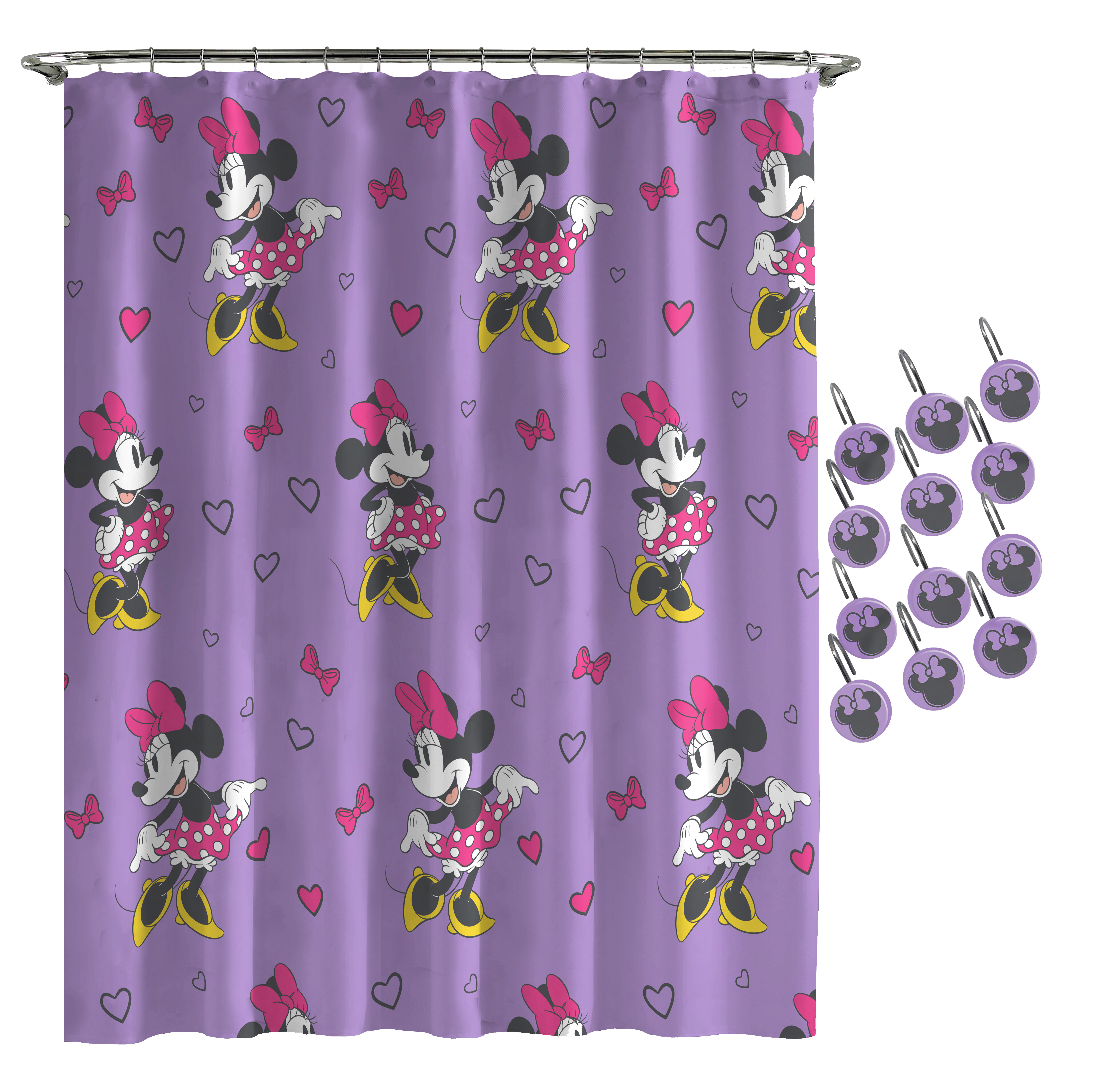 Peeking Minnie Mouse Bathroom Decor Personalized Shower Curtain/Towels/Mat