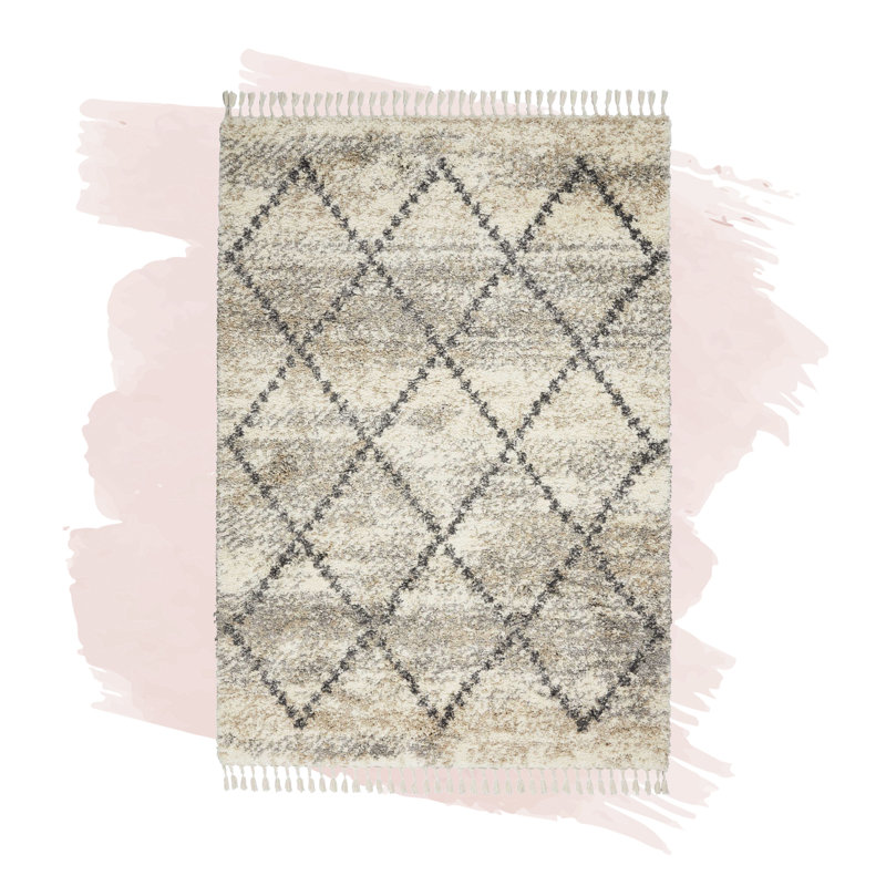 Foundstone Antoine Geometric Shag Ivory Gray Area Rug Reviews Wayfair