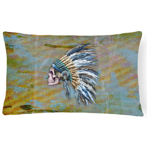 Day of the Dead Indian Chief Skull Lumbar Pillow