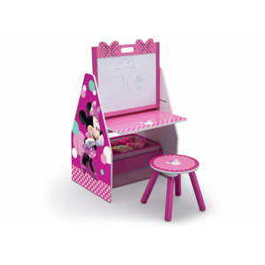 Disney Minnie Mouse 20” Art Desk with Stool and Toy Organizer by Delta Children