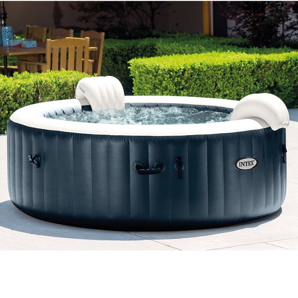 4 Person Blow Up Portable Hot Tub with 120 Bubble Jets Cover CO-Z Inflatable Hot Tub Grey 6' Outdoor Above Ground Pool and Bathtub with Electric Air Pump for Patio Backyard