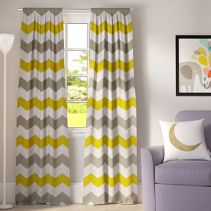 Poppy Chevron Blackout Rod Pocket Curtain Panels (Set of 2)