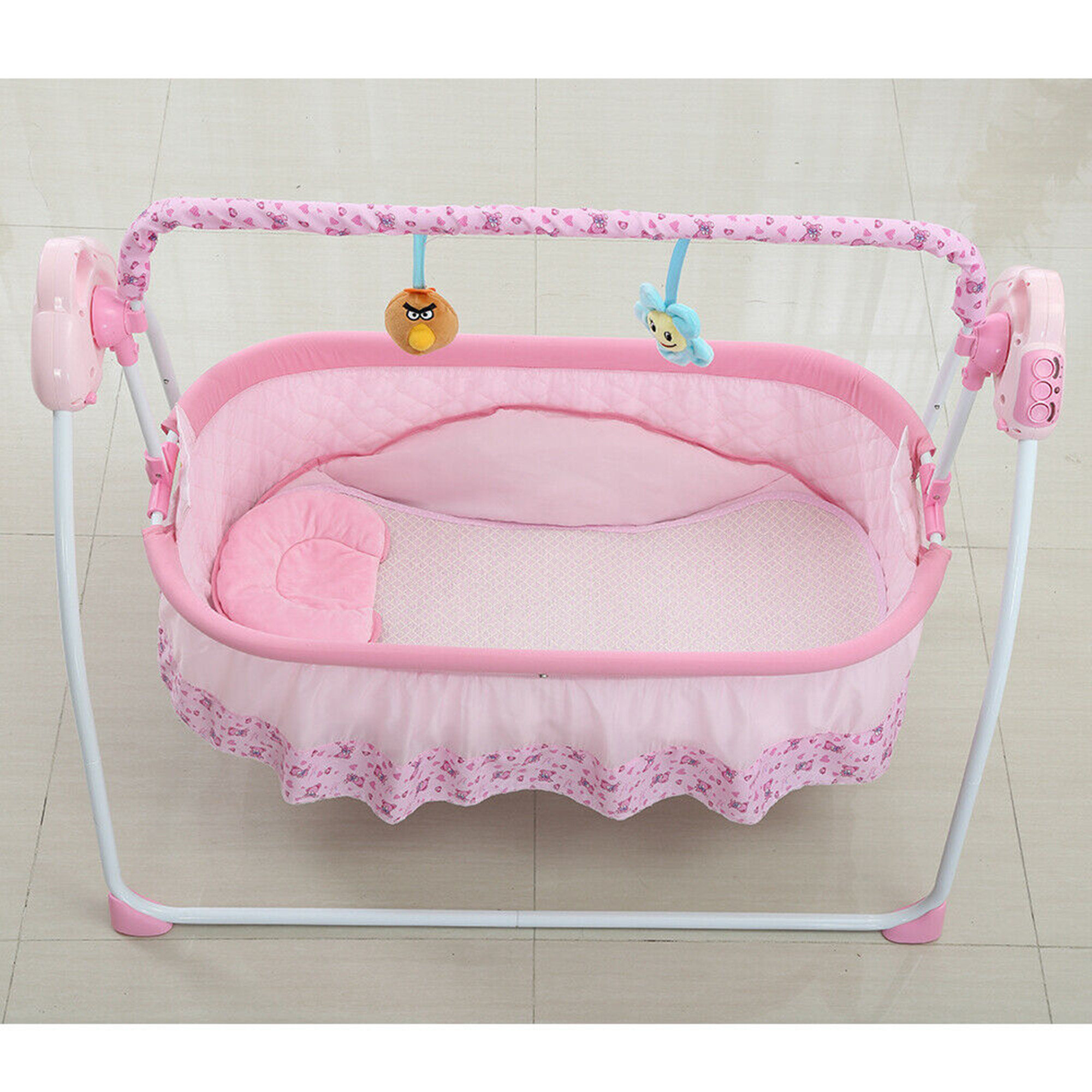 big oshi playard with mosquito net in pink