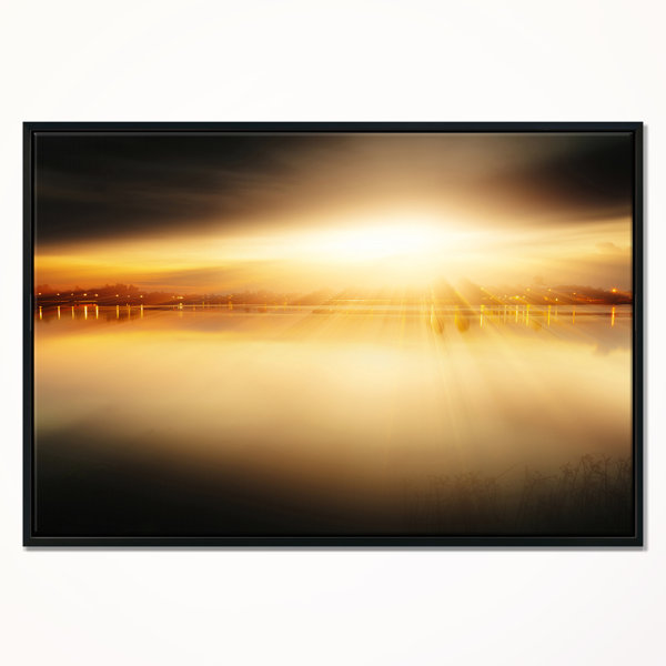 East Urban Home Sunset With Views On The Lake Framed Graphic Art Print On Wrapped Canvas Wayfair