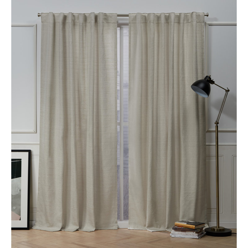 Nicole Miller Mellow Slub Solid Color Semi Sheer Tab Top Curtain