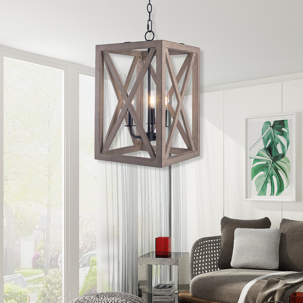 Gracie Oaks Ramseur 3 Light Candle Style Rectangle Chandelier With Rope Accents Wayfair