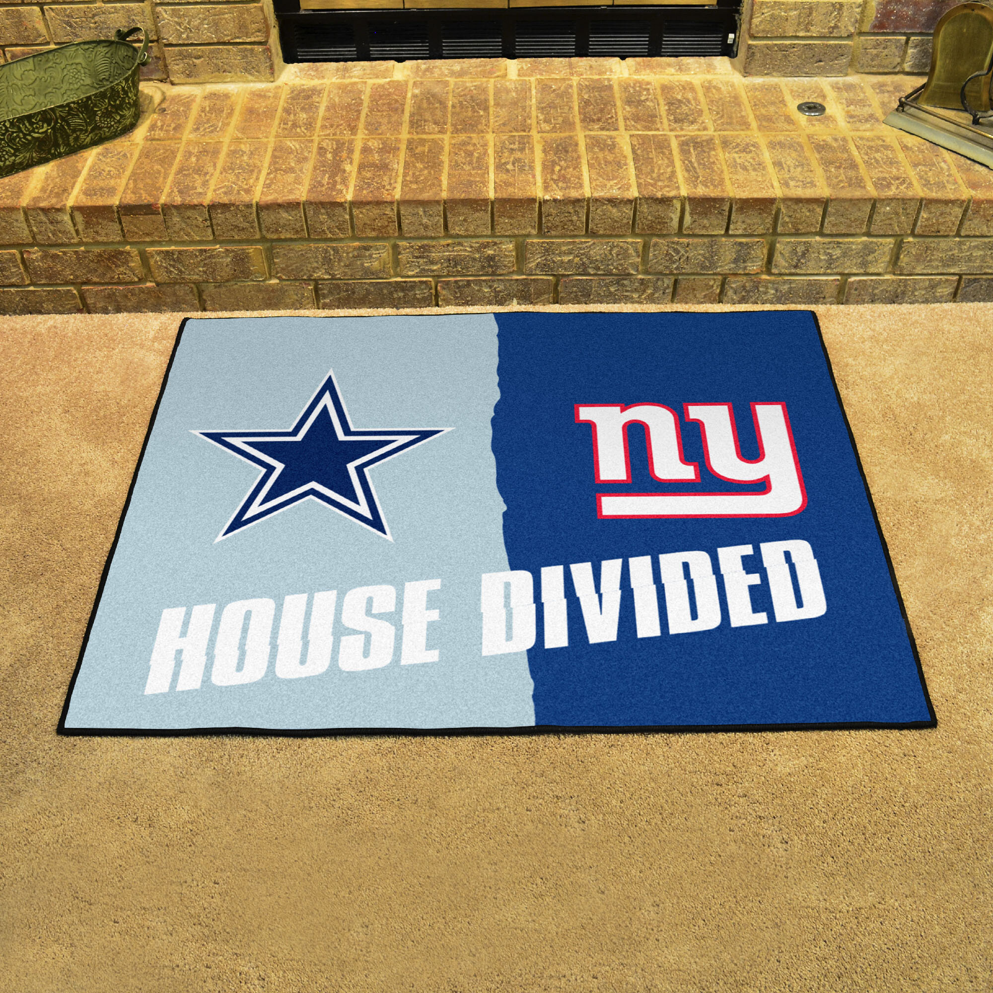 Details about   NY Giants New England Patriots House Divided Man Cave Doormat Welcome Mat 