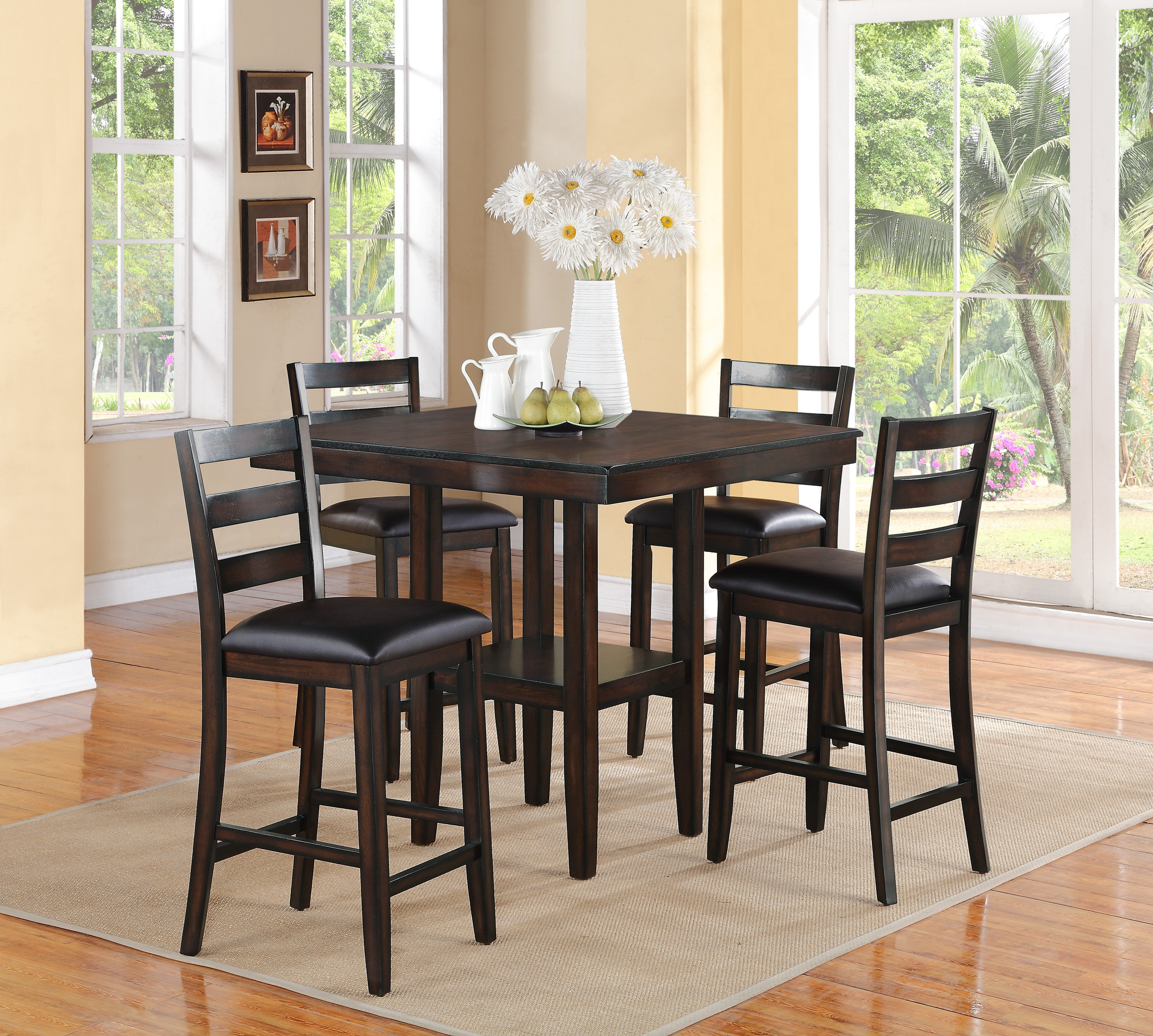 tall dining table with 4 chairs