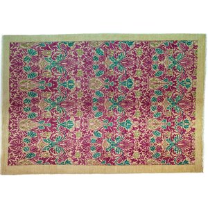 One-of-a-Kind Arts and Crafts Hand-Knotted Pink Area Rug