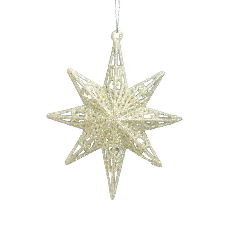 Kurt Adler Glitter 8 Point Star Holiday Shaped Ornament & Reviews | Wayfair