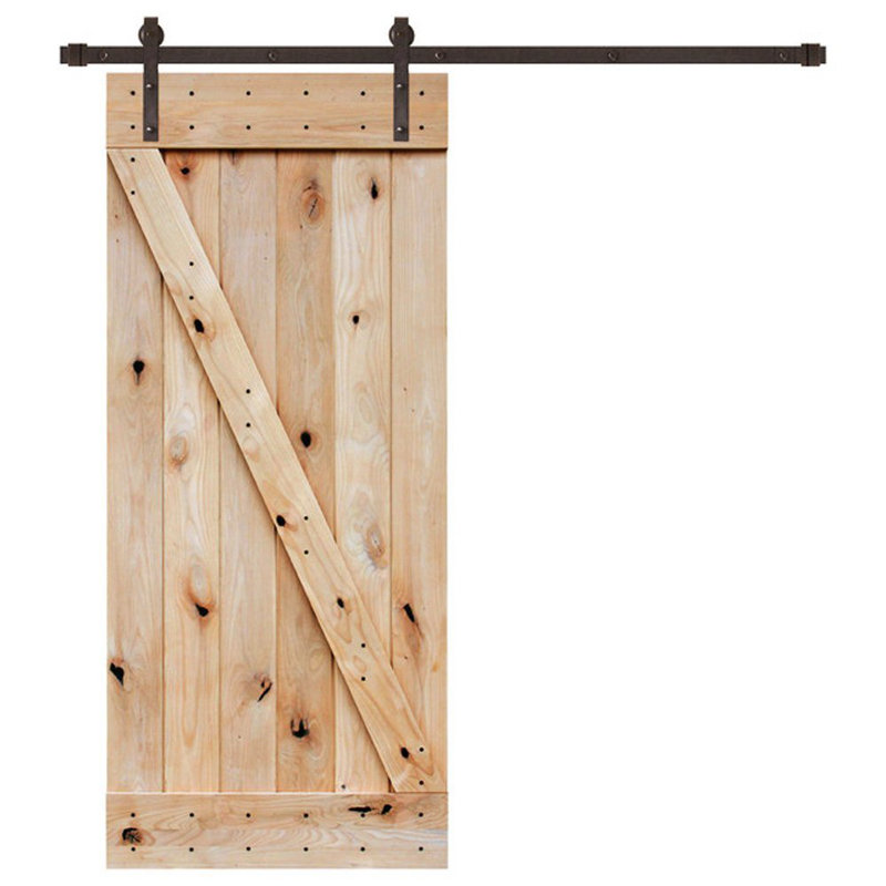 Calhome Paneled Wood Unfinished Barn Door with Installation Hardware