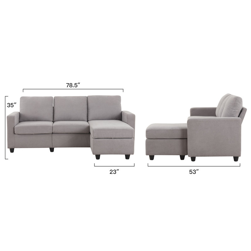 Winston Porter Sylvette 78 5 Reversible Sofa Chaise With Ottoman Reviews