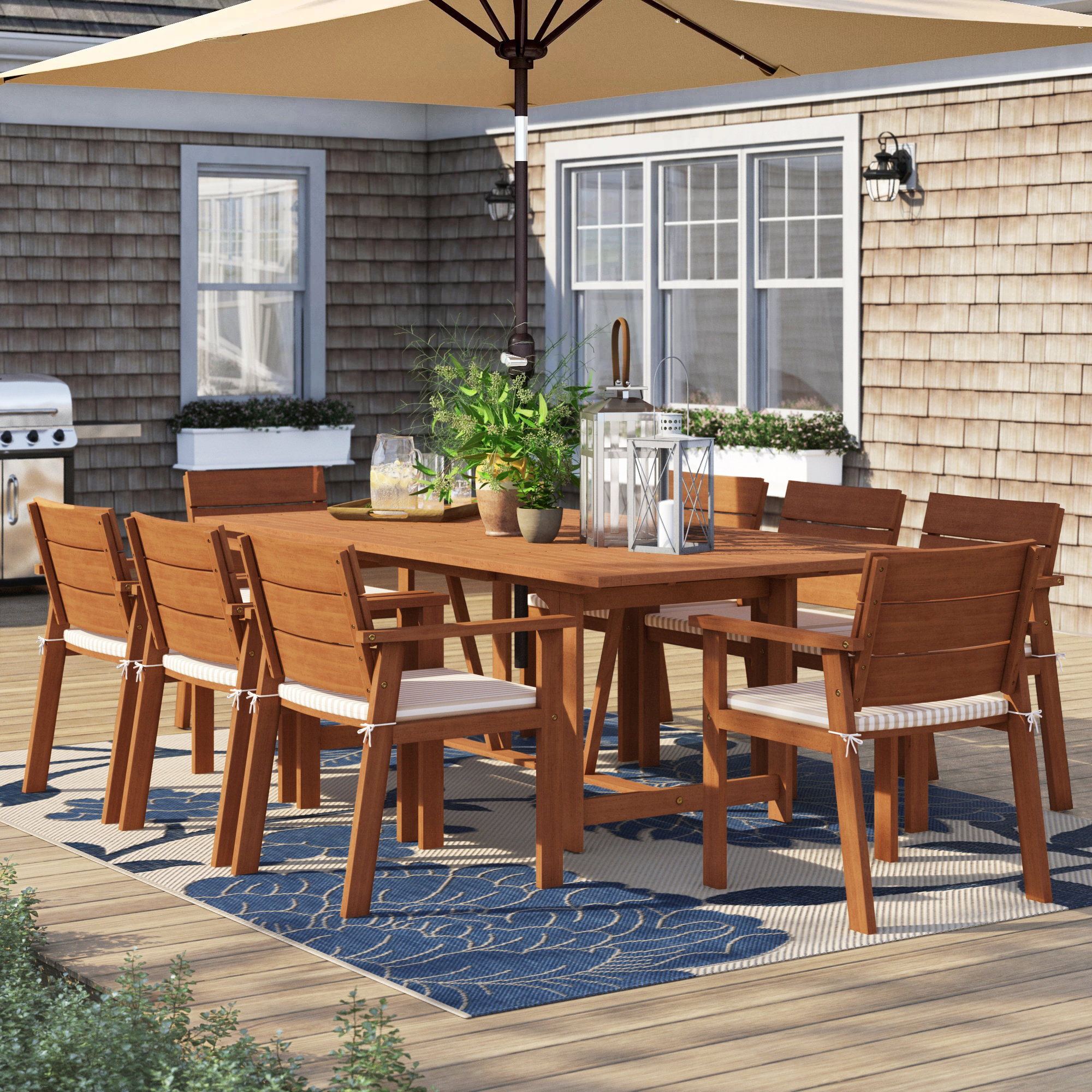 Sol 72 Outdoor Brighton 9 Piece Dining Set With Cushions Reviews Wayfair