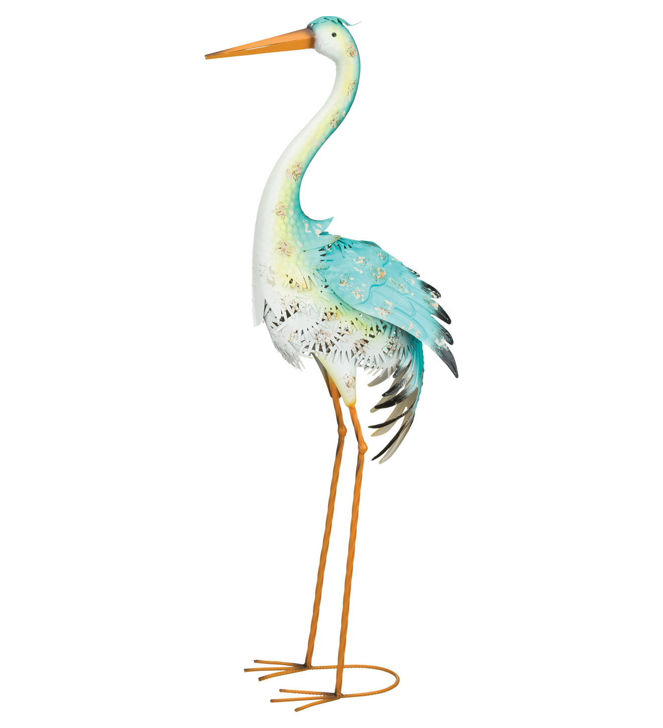 Heron Bird Wings Outstretched Metal Indoor Outdoor Garden Ornament