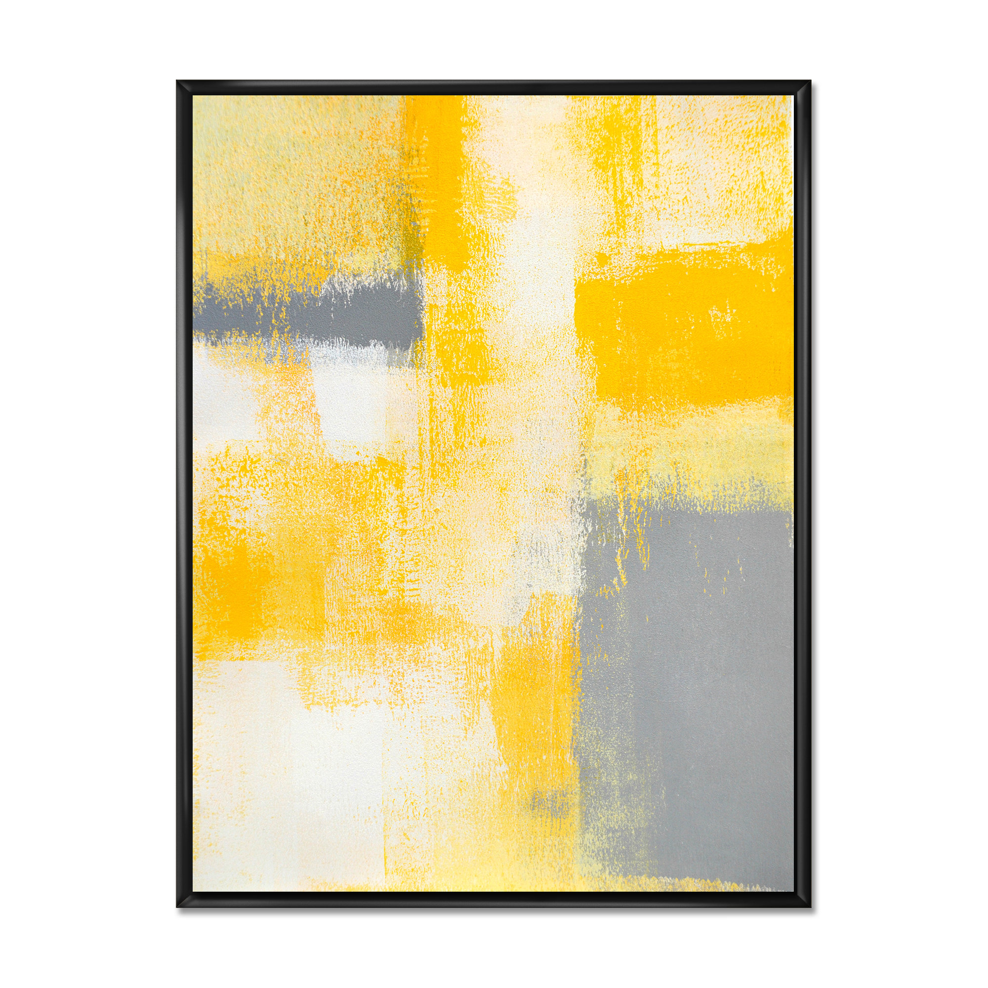 Wrought Studio Grey Meets Yellow Modern Art XX - Floater Frame Print on ...