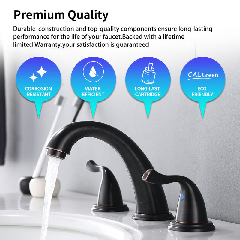 Watqen Widespread Bathroom Faucet With Drain Assembly And Quick