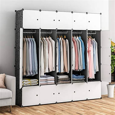 Portable Wardrobe Hanging Clothes Armoire Storage Organizer Cube Closet 20 Cubes 