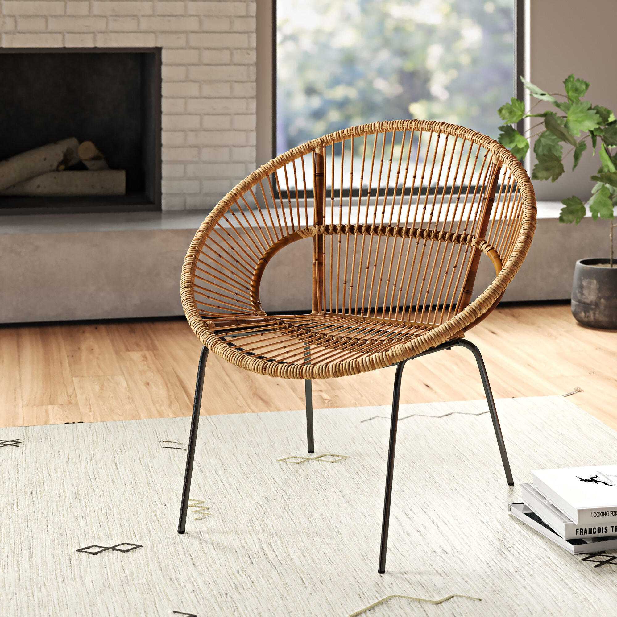 modern wicker accent chair