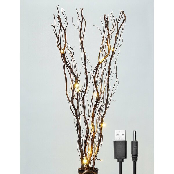 LITBLOOM Lighted Twig Branches with Timer and Dimmer Tree Branch with Warm White Lights for Holiday and Party Decoration 32IN 150 LED Waterproof Plug in White