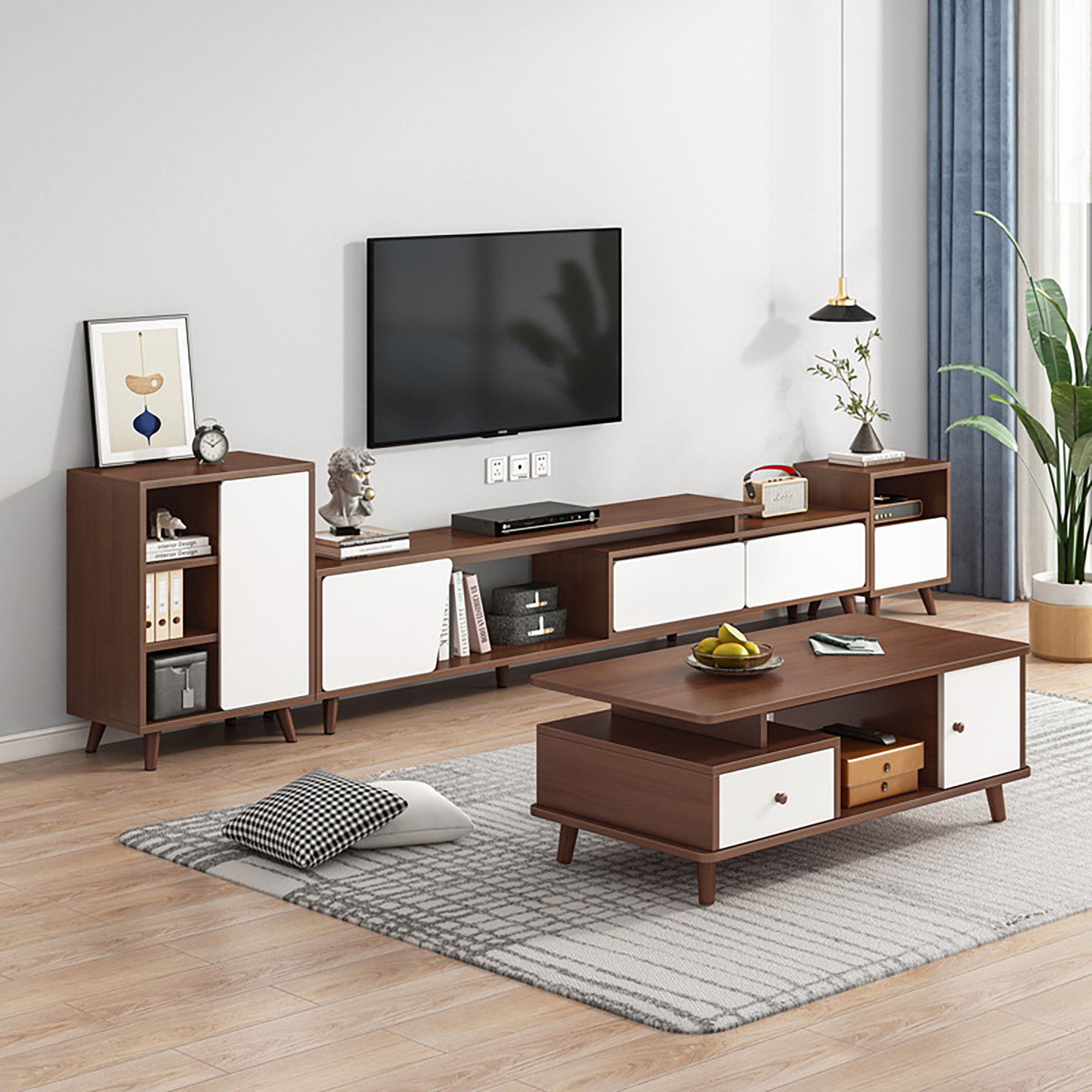Corrigan Studio® Nordic Living Room TV Cabinet, Floor Cabinet, Tea Table  Set, Modern Simple New Household Small Family Background Wall Cabinet &  Reviews - Wayfair Canada