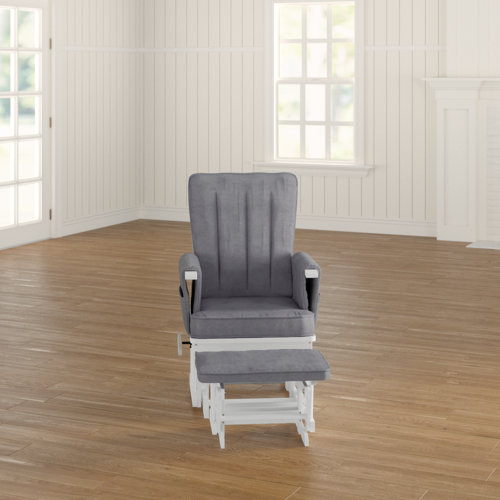 Obaby Deluxe Reclining Glider Chair and Stool - White & Grey