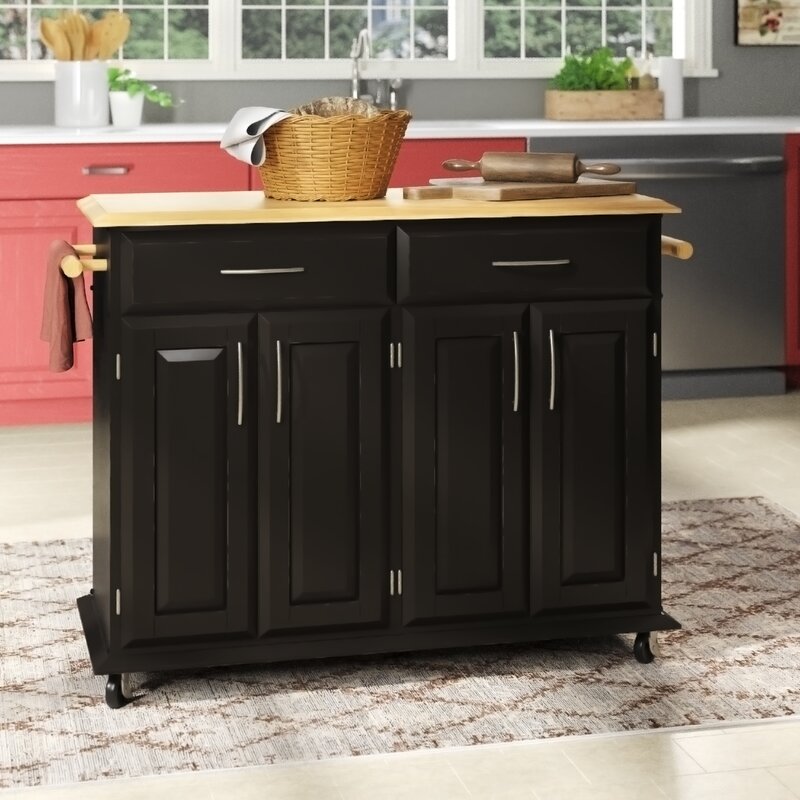 Charlton Home Hamilton Kitchen Island With Wood Top Reviews