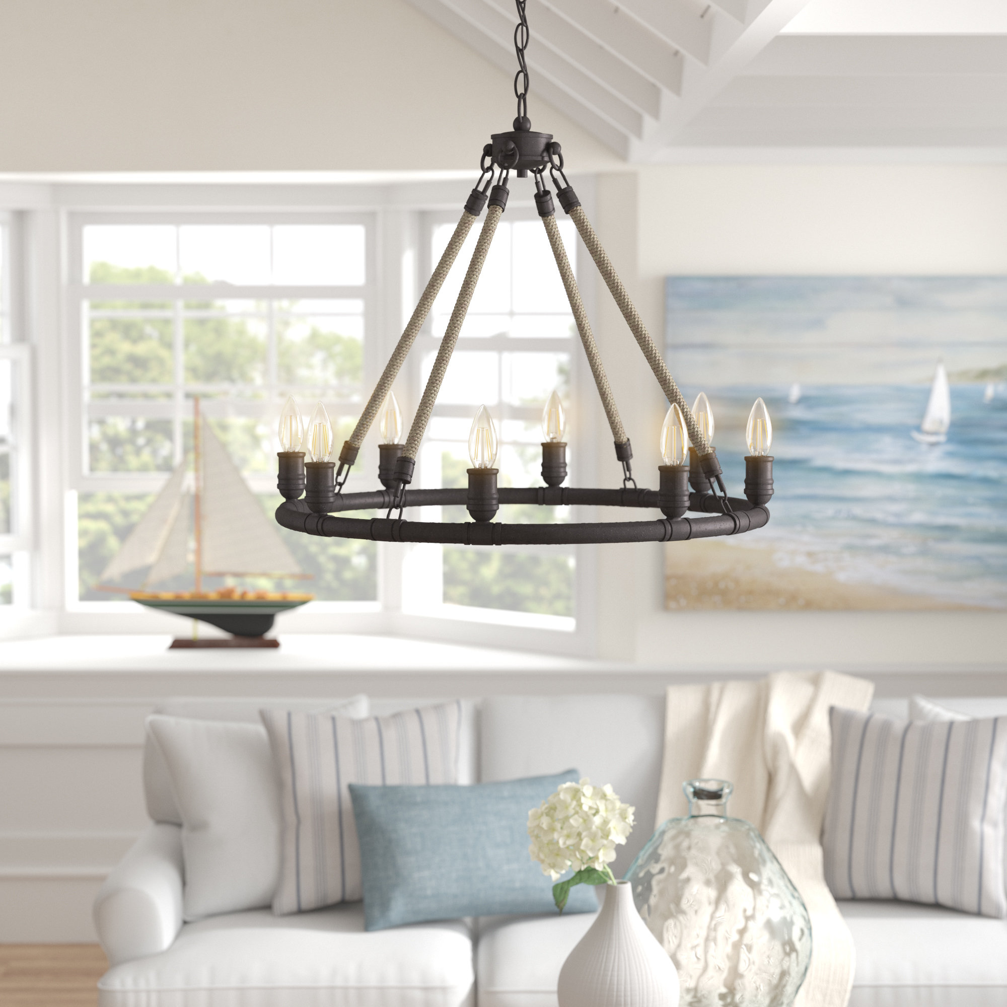 Beachcrest Home Mexico Beach 8 Light Candle Style Wagon Wheel