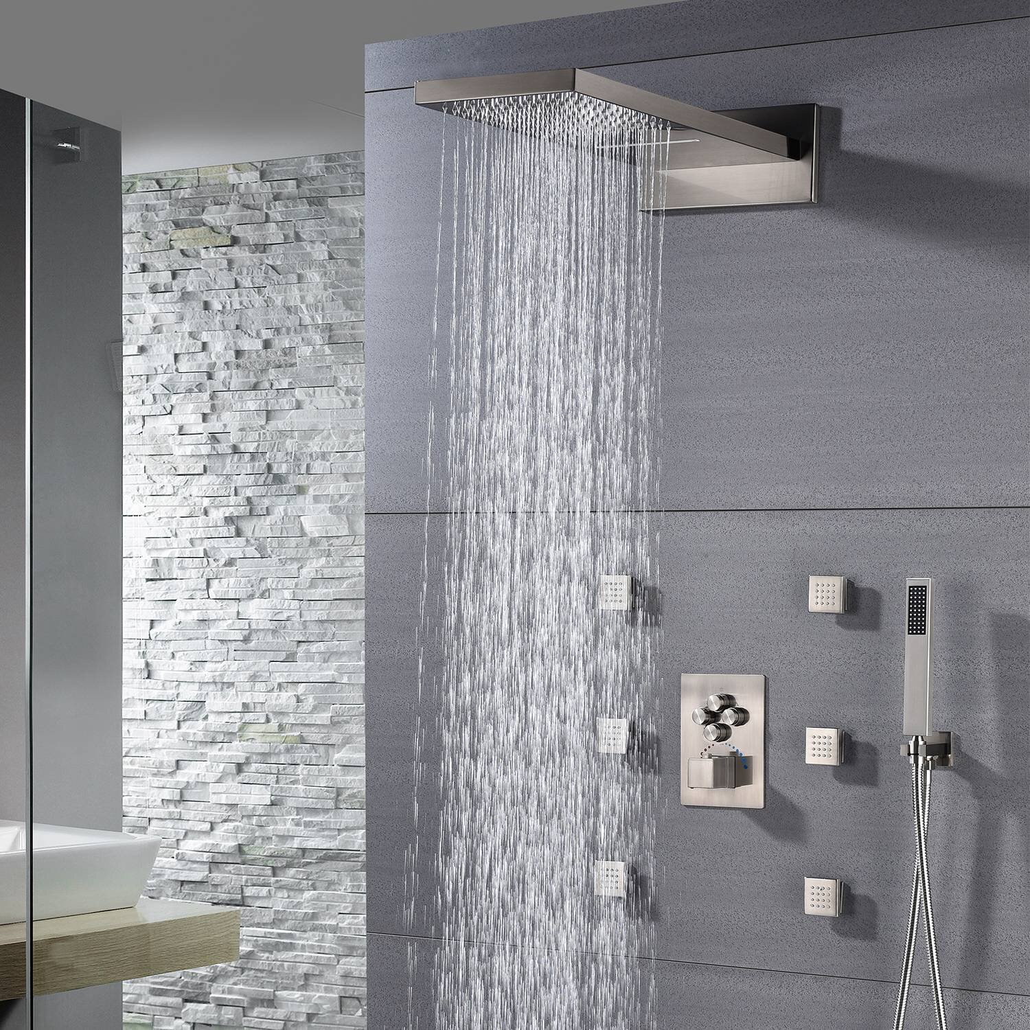 Wonderland America Thermostatic Complete Shower System with Rough-In ...