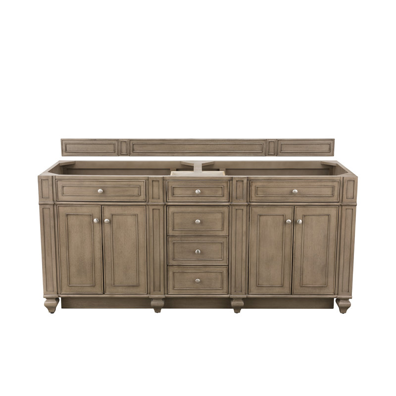 Alcott Hill Lambrecht 72" Double Bathroom Vanity Base Only  Base Finish: Whitewashed Walnut
