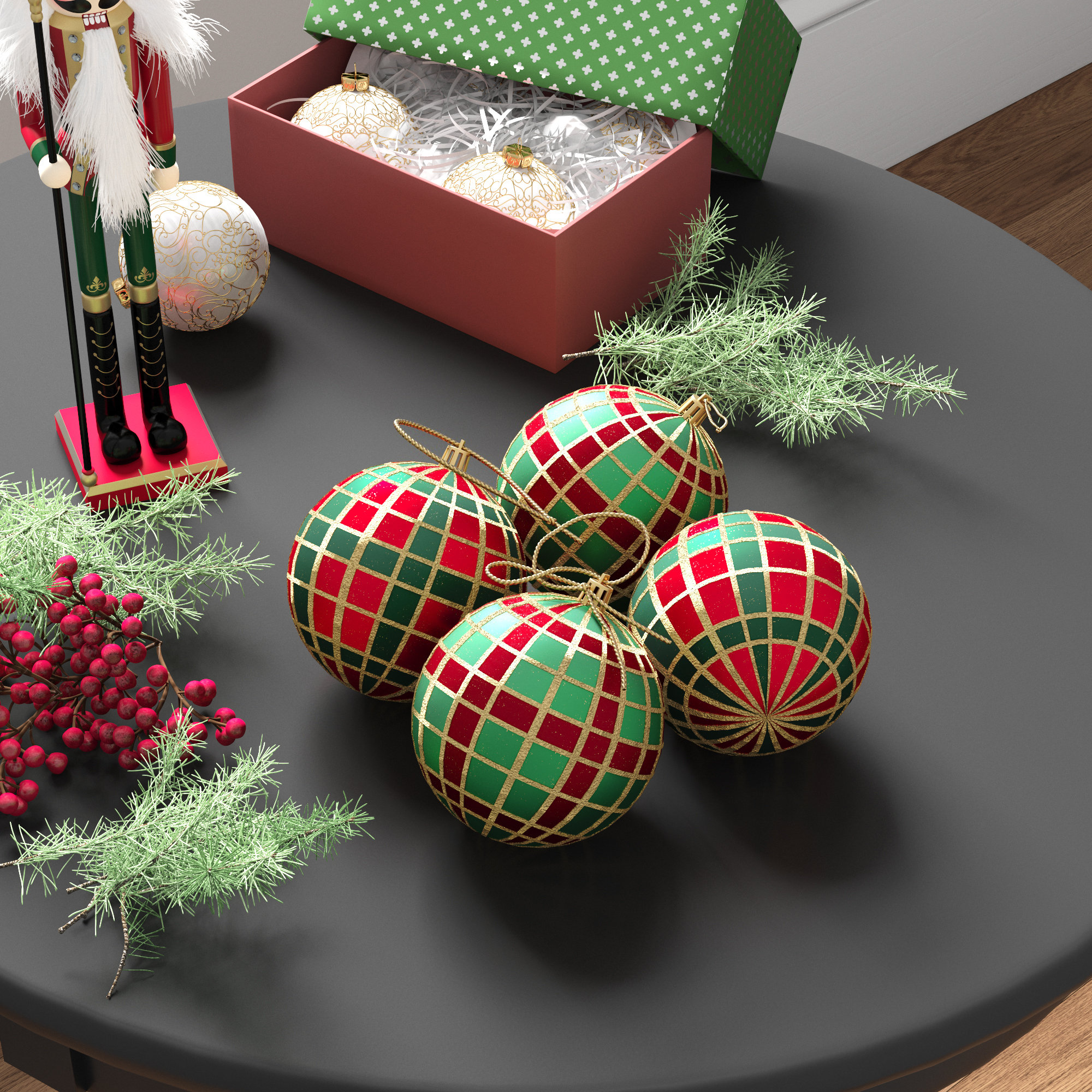 Three Posts Polypropylene Plaid Ball Ornament Reviews Wayfair