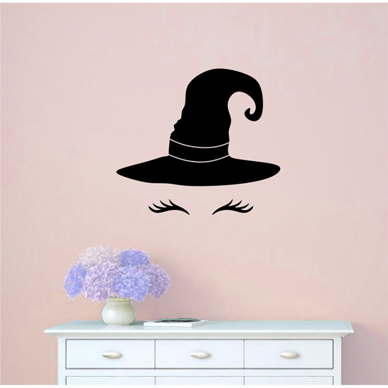 The Holiday Aisle Witch Hat And Lashes Vinyl Words Wall Decal Wayfair