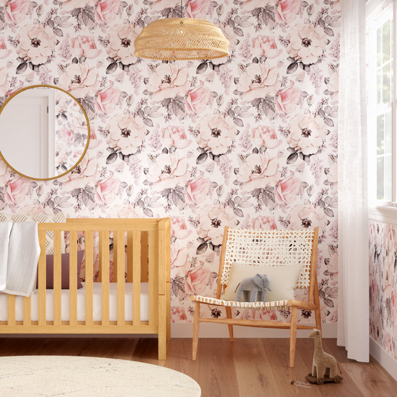 midfrost removable nursery watercolor vintage floral art 10 l x 120 w peel and stick wallpaper roll