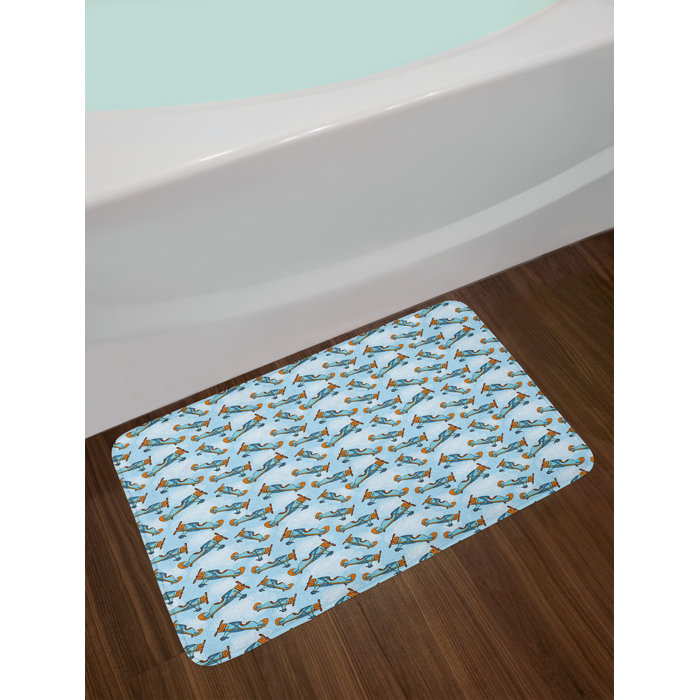 East Urban Home Ambesonne Airplane Bath Mat By Cartoon Aircrafts