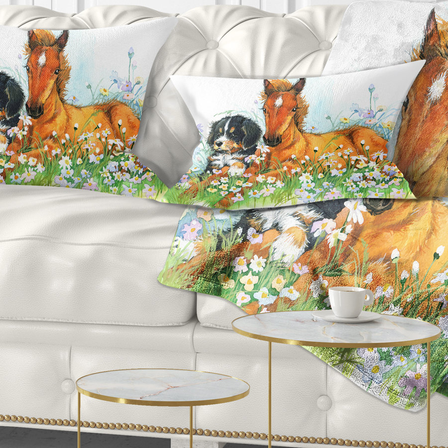 East Urban Home Animal Relaxing Cute Horse Lumbar Pillow Wayfair