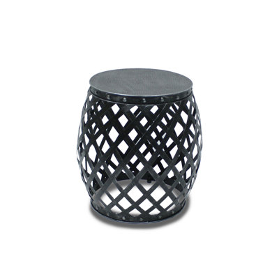 Garden Gate - Outdoor Aluminum Drum Table w/ Hammered Finished Top