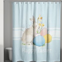 Happy Easter Colorful Eggs Polyester Fabric Shower Curtain Bath Set Jesus Cross 