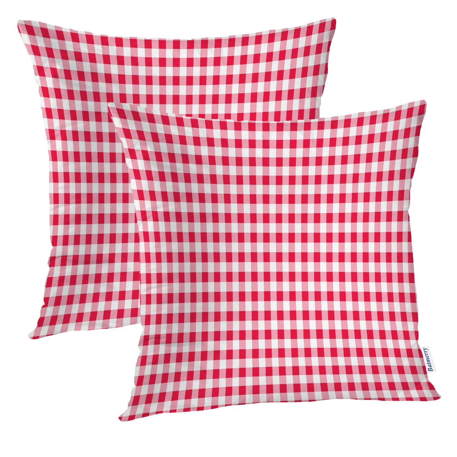 Gingham Red and White Checked with Table Check Decorative Pillow Case Home Decor Square 18x18 Inches Pillowcase