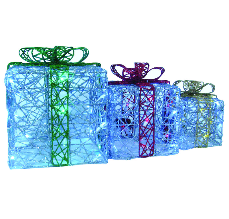 Brite Star Spun Glitter 100 Light Led Gift Box Christmas