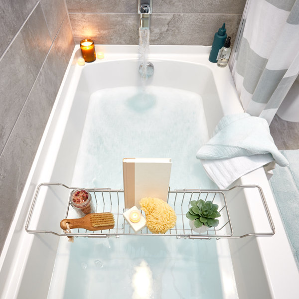 Bathtub Caddy Bamboo Bath Tub Rack Tray Bathroom Book Pad Holder Soap Holder 