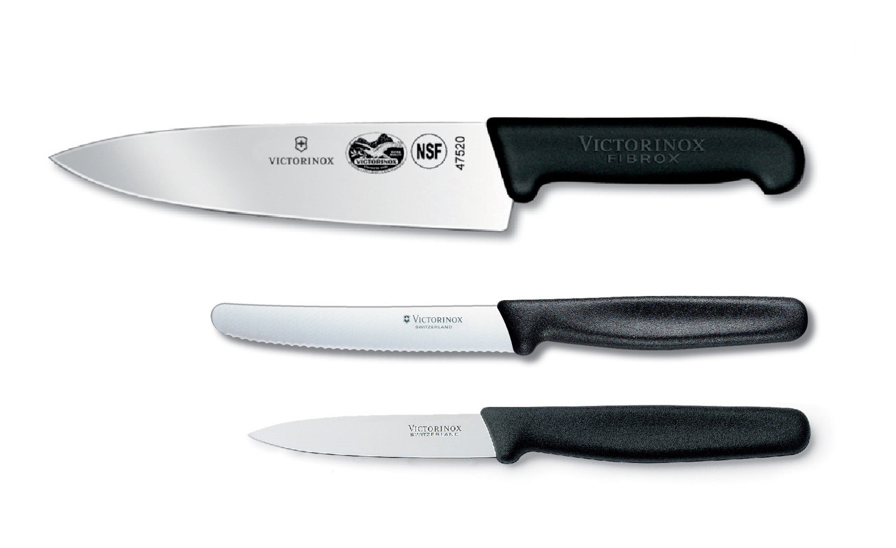 Victorinox Swiss Army Fibrox 3 Piece Kitchen Knives Essentials Set