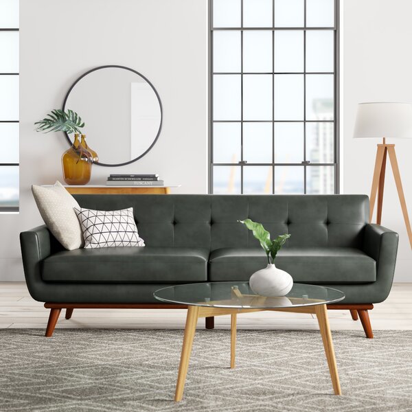 Modern Contemporary Wood Leather Sofa Allmodern