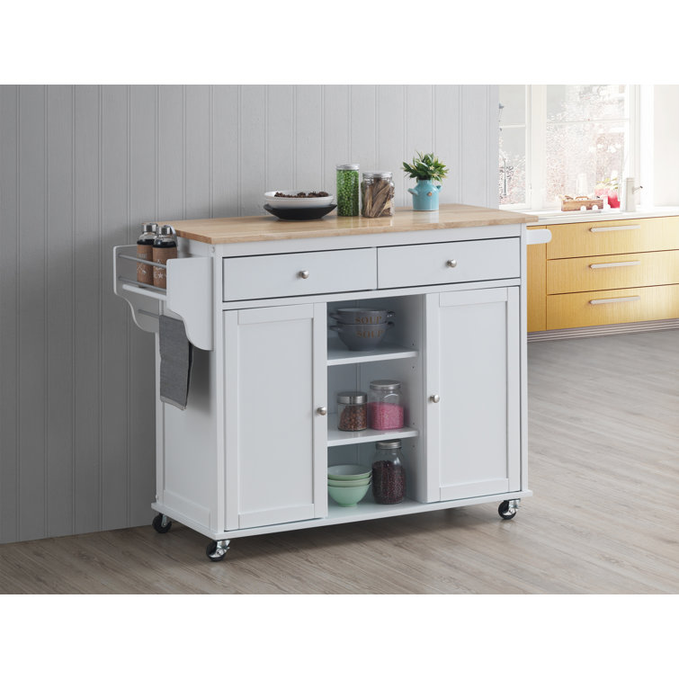 Batchtown 46.5'' Wide Rolling Kitchen Cart with Solid Wood Top