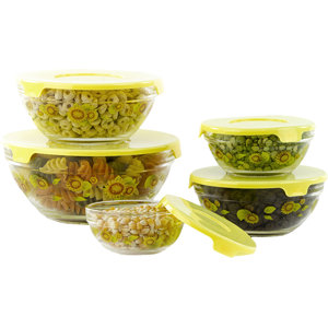 Stackable Glass 5 Container Food Storage Set