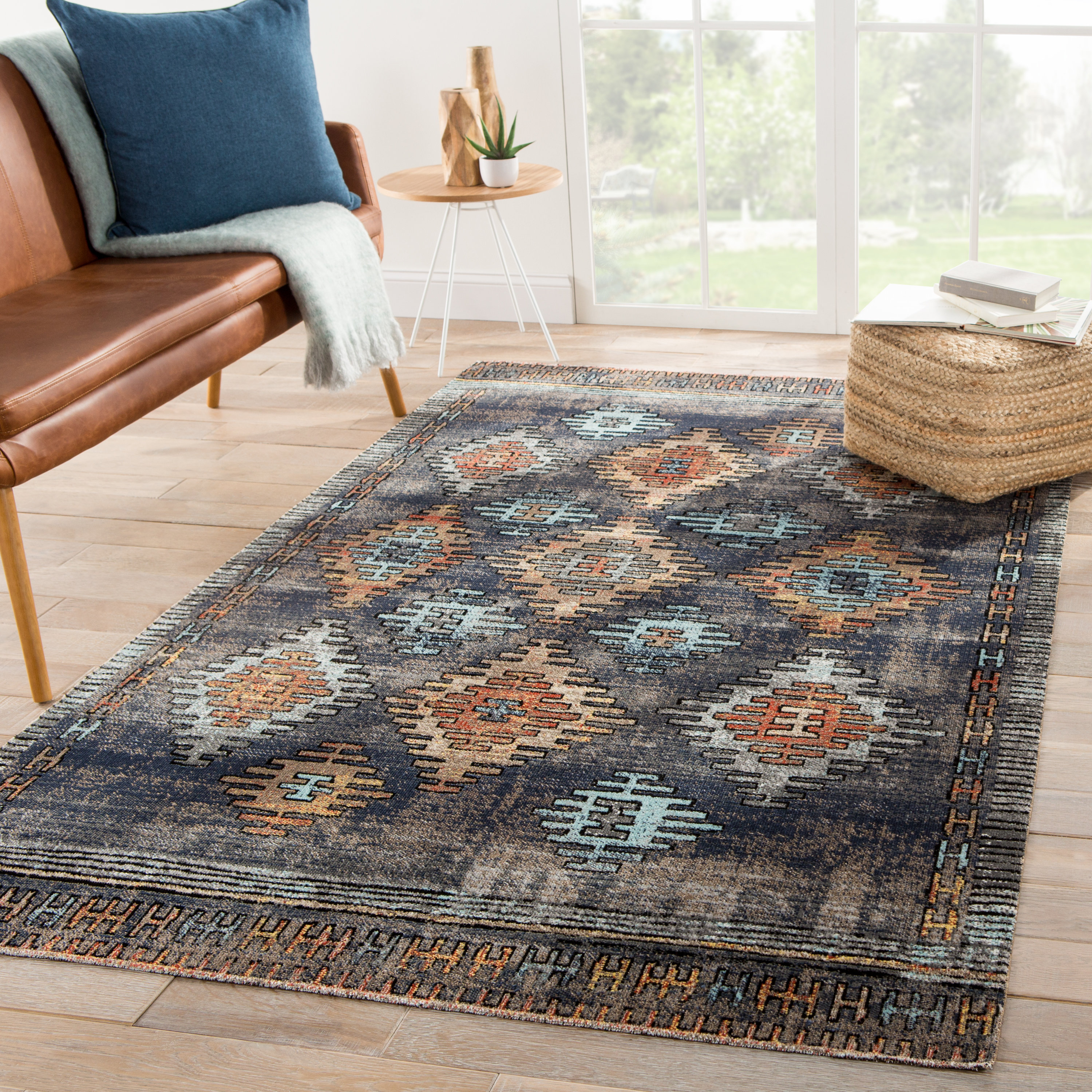Vanburen Southwestern Polypropylene Blue Orange Black Indoor Outdoor Area Rug Reviews Allmodern