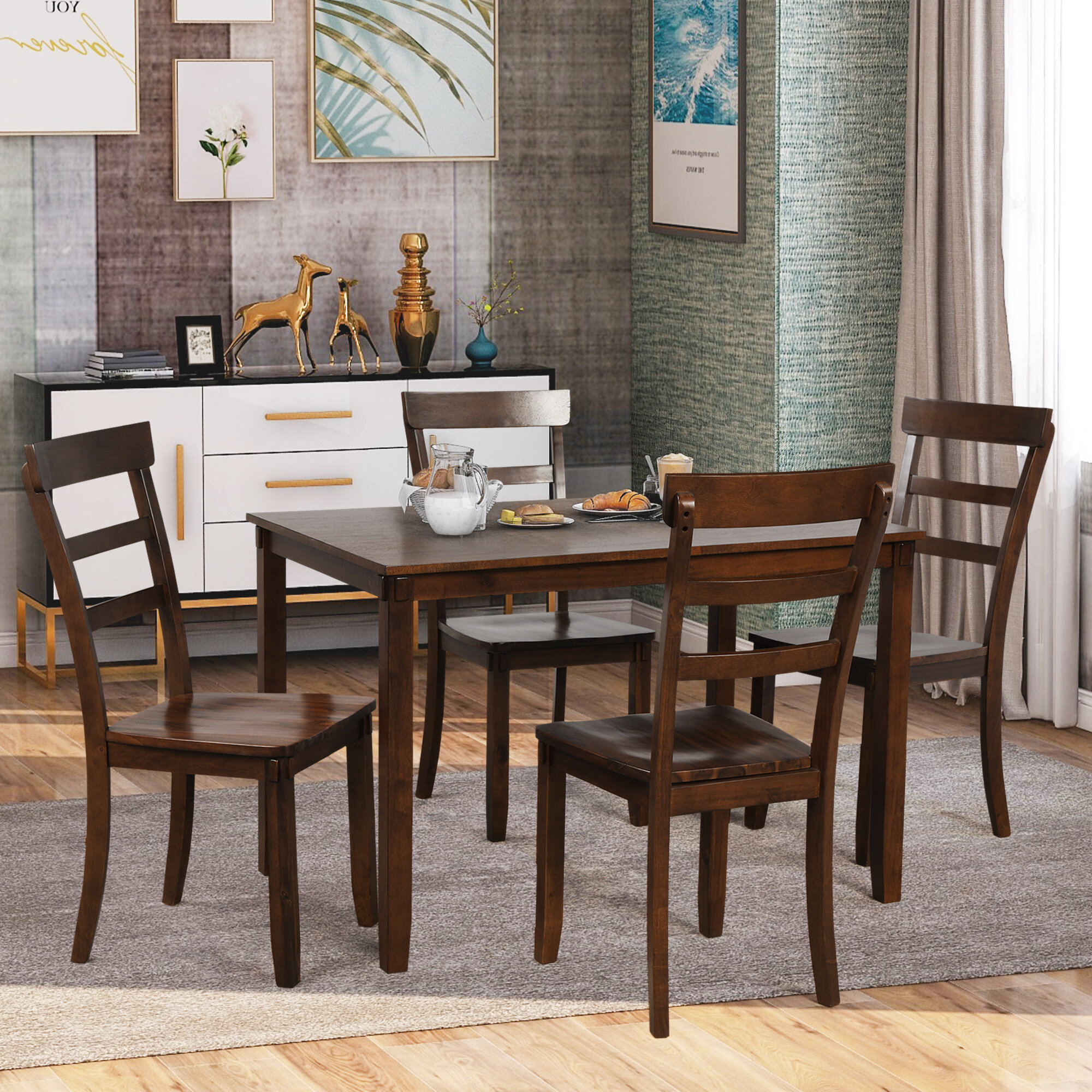 Rosalind Wheeler Mosteller 5 Piece Dining Set Wayfair