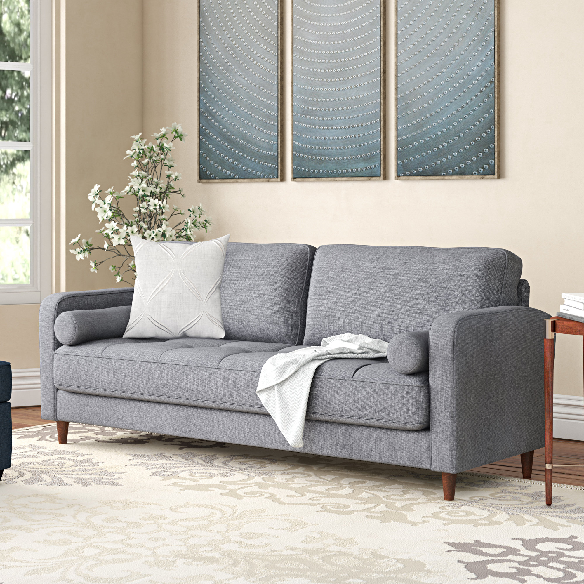 Madison Home Usa Mid Century Modern Linen Fabric Living Room Sofa Madison Home Usa Mid Century Modern Linen Fabric Living Room Sofa Reviews Wayfair
