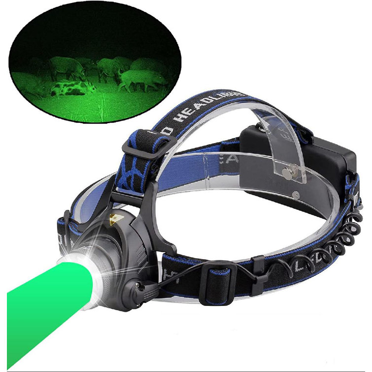 1800 Lumens Zoomable Hunting LED head lamp Details about   LED Headlamp Rechargeable GreenLight 