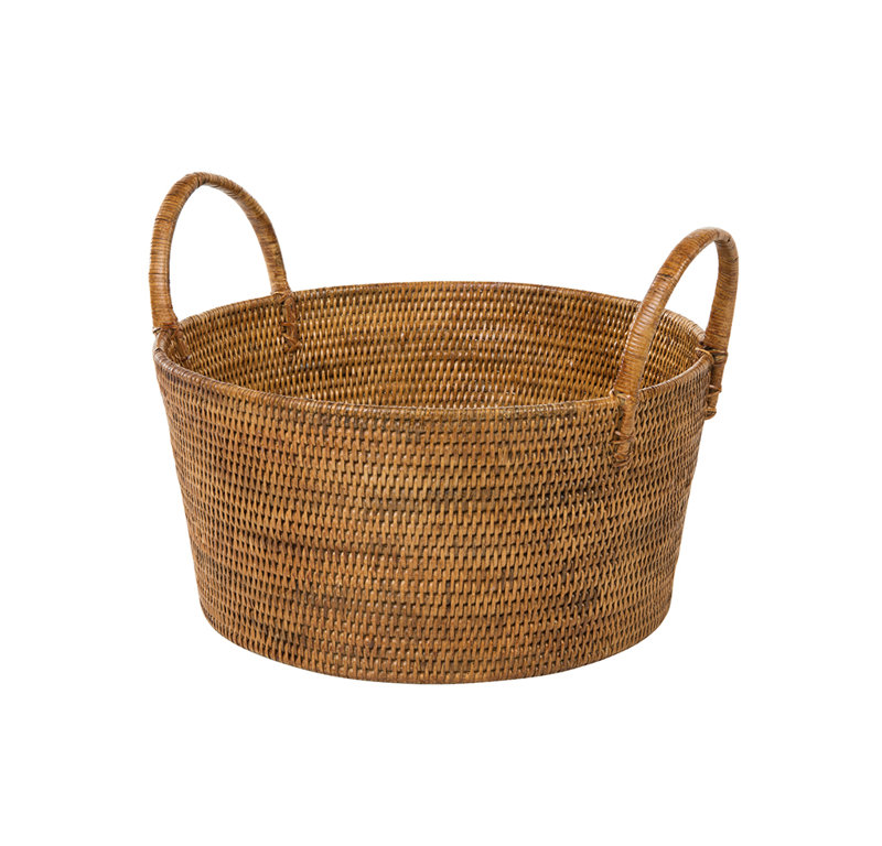 Mistana Telford Round Low Storage Rattan Basket Wayfair